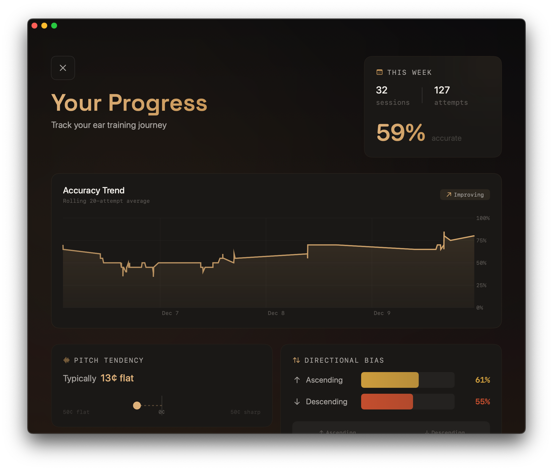 Lennie app showing interval practice progress